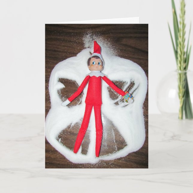 Tarjeta de Navidades de Elf Snow Angel Personaliza (Anverso)
