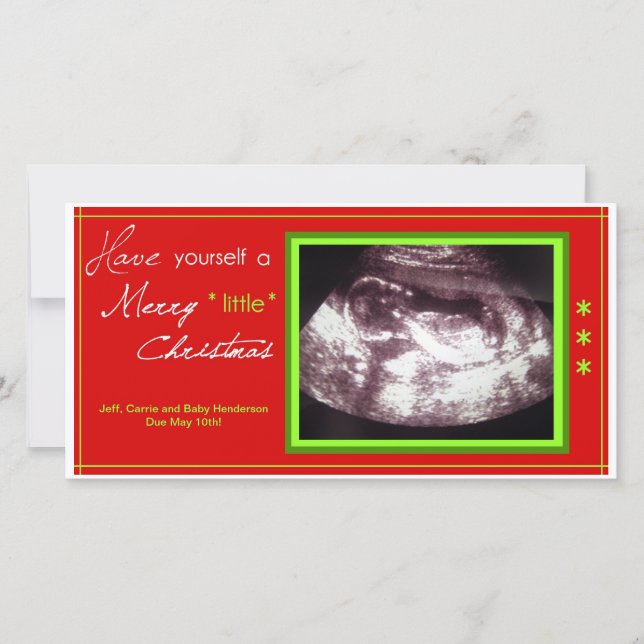 Tarjeta de Navidades de embarazo - Foto de ultraso (Anverso)