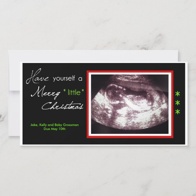 Tarjeta de Navidades de embarazo - Foto de ultraso (Anverso)