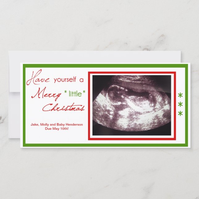 Tarjeta de Navidades de embarazo - Foto de ultraso (Anverso)
