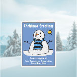 Tarjeta de Navidades de empresa Snowman divertida<br><div class="desc">Tarjeta de Navidades de empresa. Tarjeta de Navidades de negocios con código QR dentro. Saludos de Navidad desde un negocio. Feliz Navidad a los clientes. Hombre de nieve divertido al estilo personalizado en una tarjeta de felicitaciones navideñas. Personaliza tu saludo, nombre comercial y mensaje, etc. Tarjeta de menor tamaño. Tarjetas...</div>