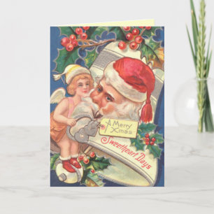 Tarjeta de Navidades de enamorados de vintage
