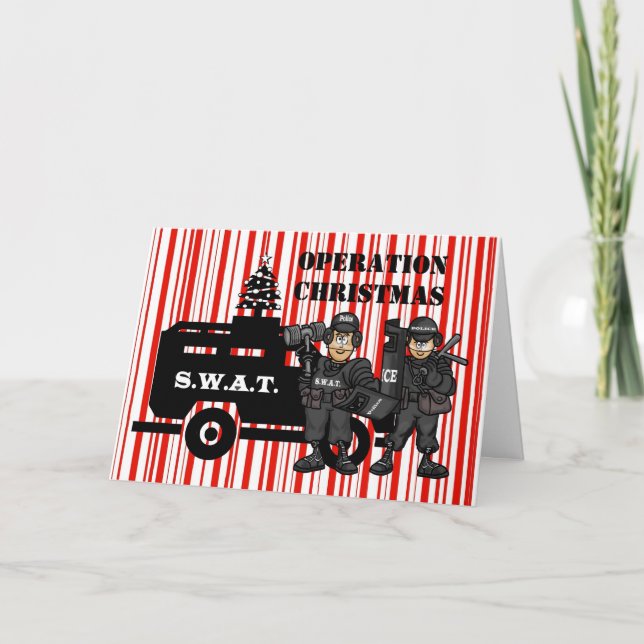 Tarjeta de Navidades de equipo SWAT para Navidades (Anverso)