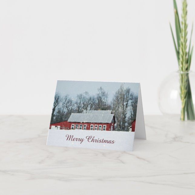 Tarjeta de Navidades de escenas de invierno Red Ba (Anverso)
