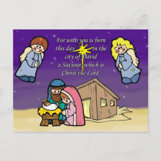 Tarjeta de Navidades de escenas de natividad cuta