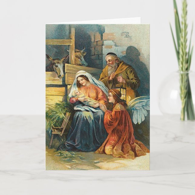 Tarjeta de Navidades de escenas de natividad vinta (Anverso)