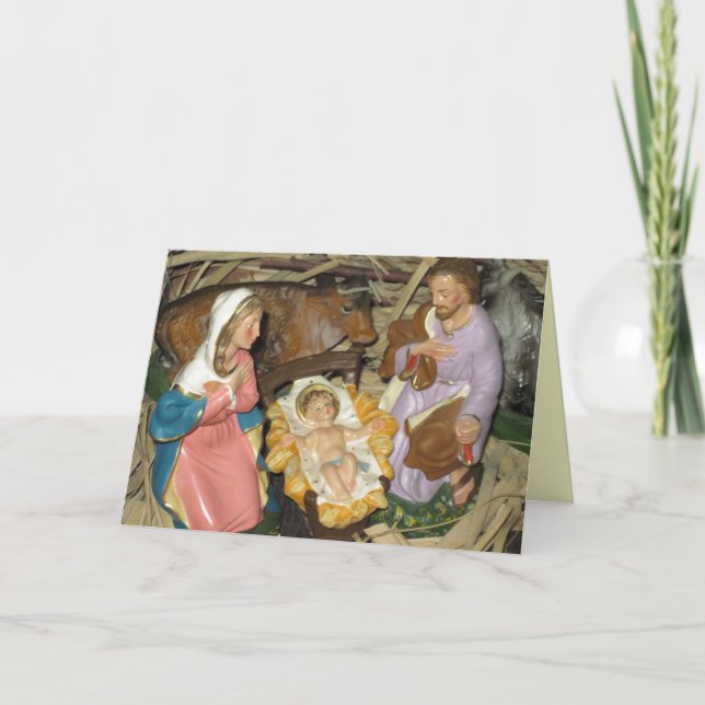 Tarjeta de Navidades de escenas de natividad vinta (Anverso)