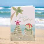 Tarjeta de Navidades de esculturas de arena<br><div class="desc">Esculturas de arena de árbol de nieve y Navidad con estrellas de mar,  perlas y algas marinas envían un cálido saludo de los Navidades. Envíe con un tesoro en efectivo o con tarjeta desde la playa o un billete de avión a la playa. ...  o lo que sea :)</div>