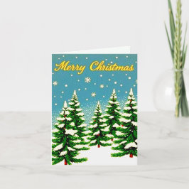 Tarjeta de Navidades de estilo retro con árboles