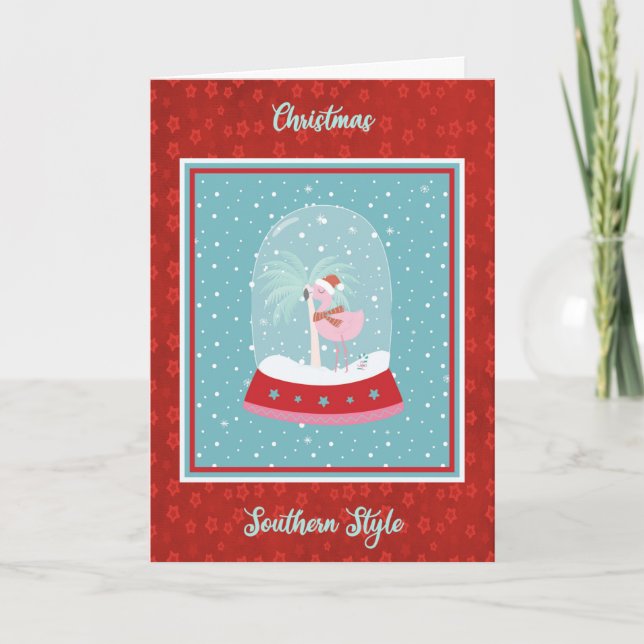 Tarjeta de Navidades de estilo sureño con flamenco (Anverso)