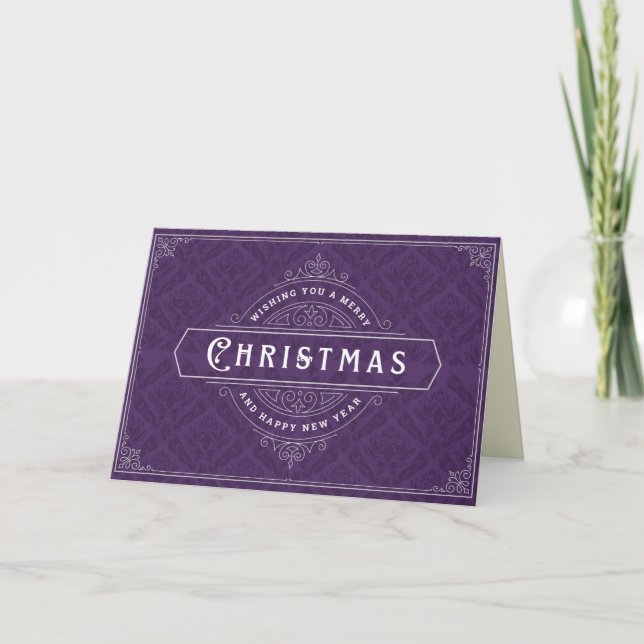 Tarjeta de Navidades de estilo violeta (Anverso)