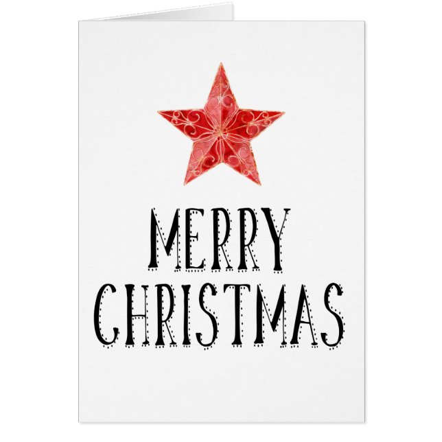 Tarjeta de Navidades de estrella roja personalizad (Frente)
