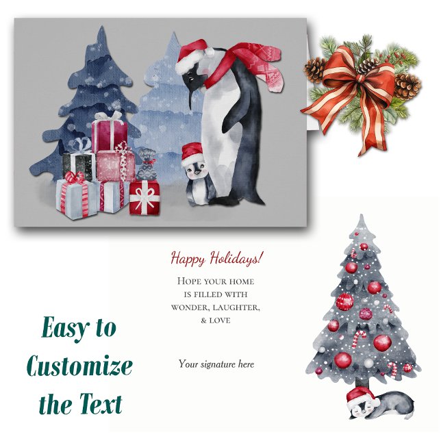 Tarjeta de Navidades de familia Cute Penguin (Subido por el creador)