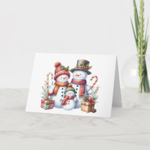 Tarjeta de Navidades de familia Snowman