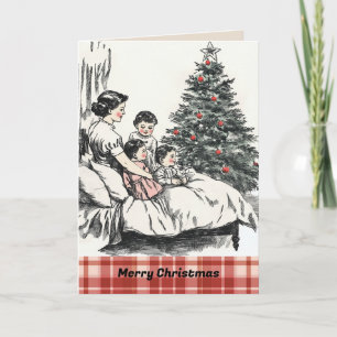 Tarjeta de Navidades de familia Vintage