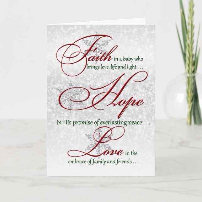 Tarjeta de Navidades de Fe, Esperanza, Amo Plata S (Anverso)