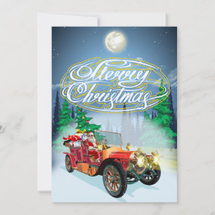 Tarjeta de Navidades de felicitación con coche vin