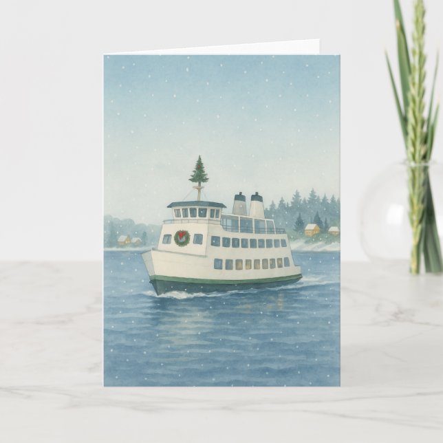 Tarjeta de Navidades de ferry diurno (Anverso)