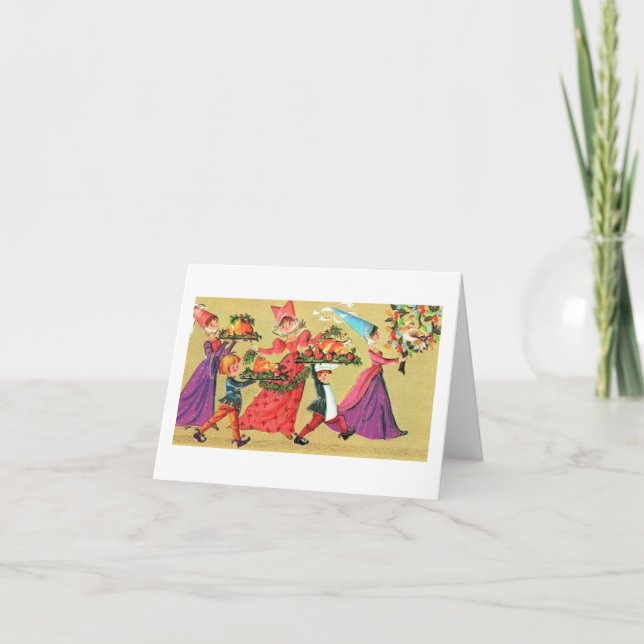 Tarjeta de Navidades de Fiestas Vintage (Anverso)