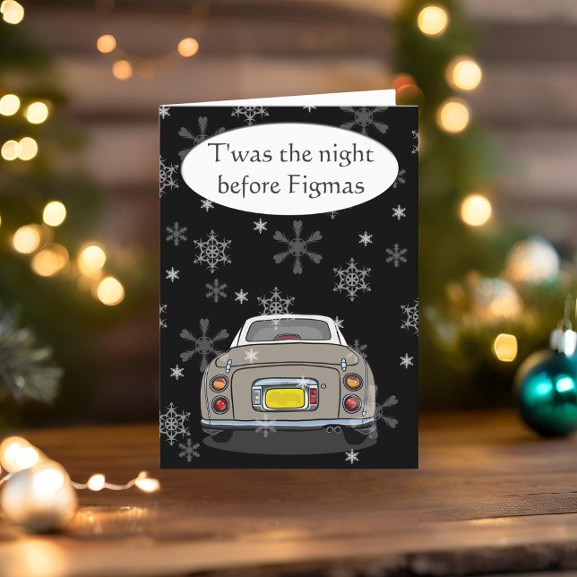 Tarjeta de Navidades de Figaro Car Topaz Mist (Happy Fig-mas! A fun figgy themed christmas card to send to your car! (or your figgy loving friends))