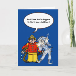 Tarjeta de Navidades de Fireman y Jack Frost