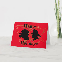 Tarjeta de Navidades de Fireman y Santa Silhouette
