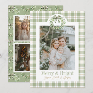 Tarjeta de Navidades de flor Wreath Preppy Bow Oli