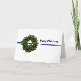 Tarjeta de Navidades de flores de línea azul delga