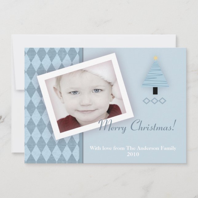 Tarjeta de Navidades de foto de arglo azul para ár (Anverso)