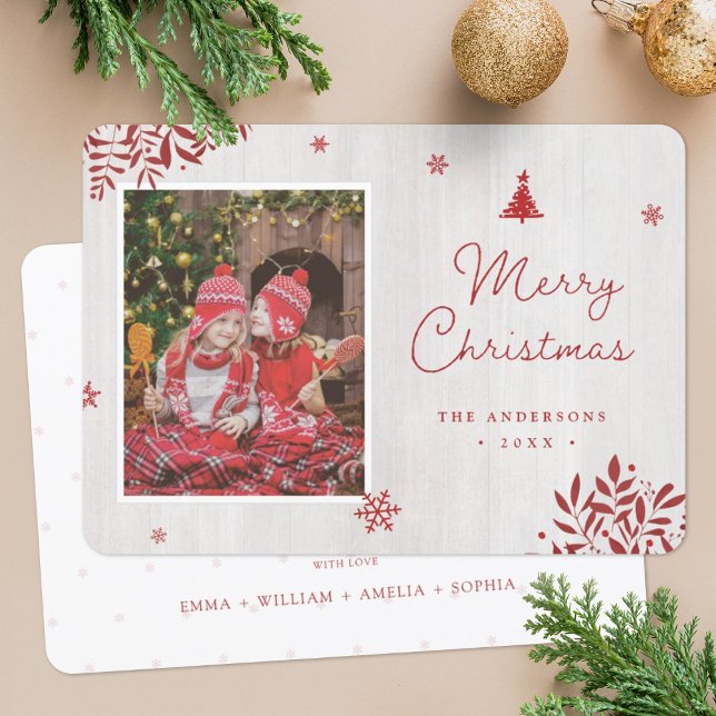 Tarjeta de Navidades de foto de hojas rojas rusas  (Subido por el creador)