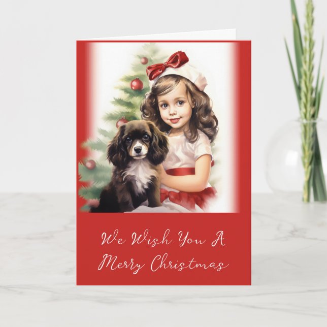 Tarjeta de Navidades de foto de niñita con pipa (Anverso)