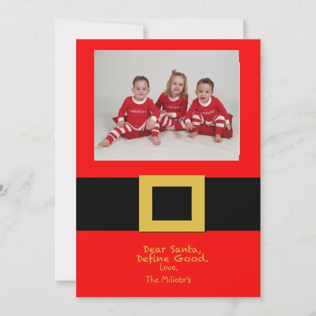 Tarjeta de Navidades de foto del cinturón de Santa (Anverso)