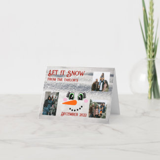 Tarjeta de Navidades de foto doblada de Let it Sno
