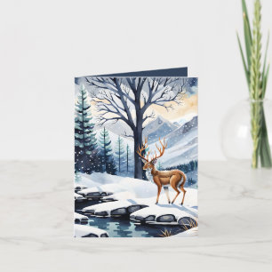 Tarjeta de Navidades de foto doblados de Snowy Lak