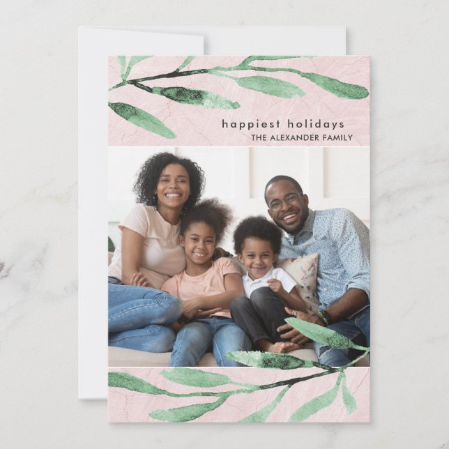 Tarjeta de Navidades de fotografía botánica simple (Anverso)