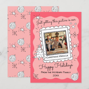 Tarjeta de Navidades de fotografía con dibujos de