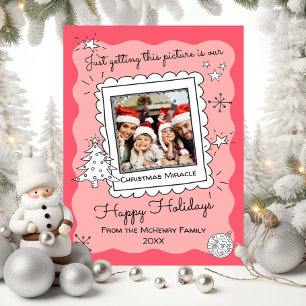 Tarjeta de Navidades de fotografía con dibujos de