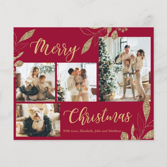 Tarjeta de Navidades de fotografía con elegancia d (Anverso)