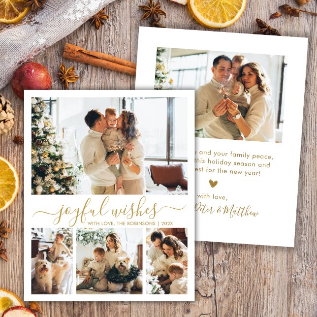 Tarjeta de Navidades de fotografía con guion dorad (Subido por el creador)