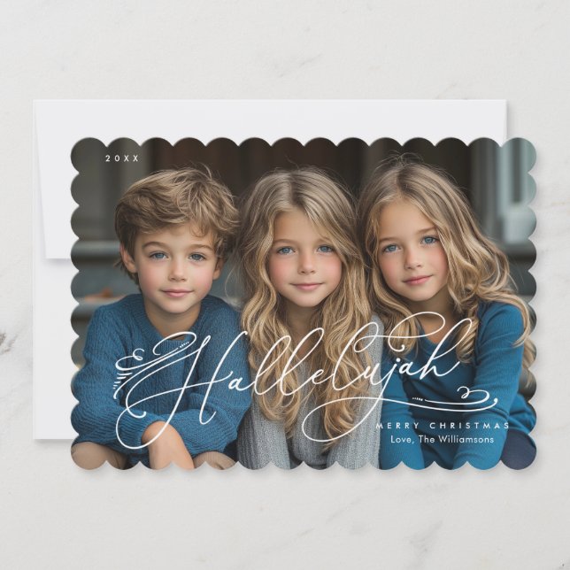 Tarjeta de Navidades de fotografía con guión elega (Anverso)