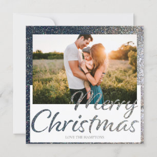 Tarjeta de Navidades de fotografía cuadrada Purpur