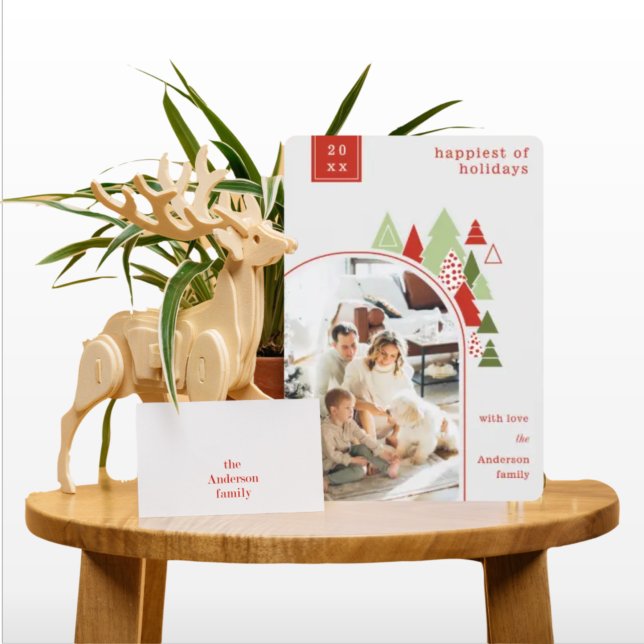 Tarjeta de Navidades de fotografía de árbol y arco (Subido por el creador)