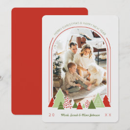 Tarjeta de Navidades de fotografía de árbol y arco
