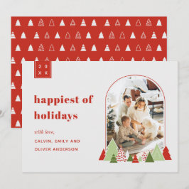 Tarjeta de Navidades de fotografía de árbol y arco