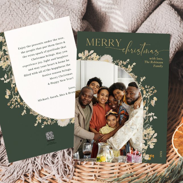 Tarjeta de Navidades de fotografía de arco floral  (Subido por el creador)