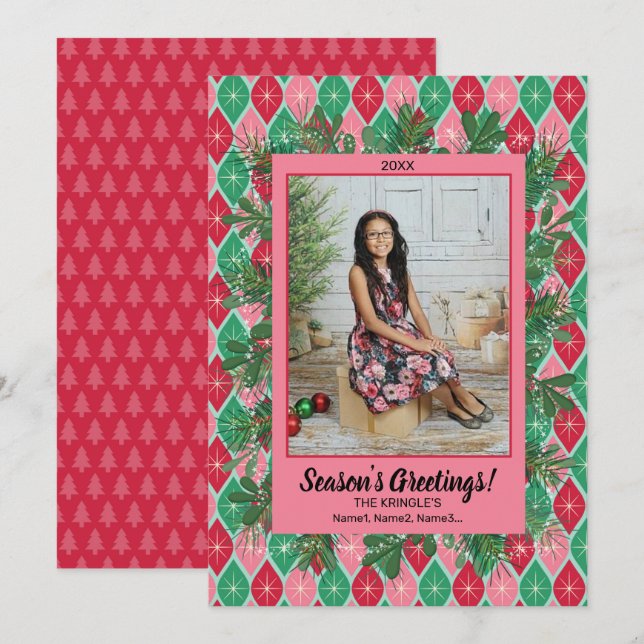 Tarjeta de Navidades de fotografía de bienvenida r (Anverso / Reverso)