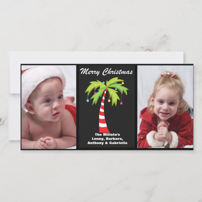 Tarjeta de Navidades de fotografía de cane de palm (Anverso)