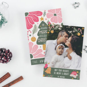 Tarjeta de Navidades de fotografía de familia Boho
