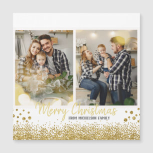 Tarjeta de Navidades de fotografía de familia Gold