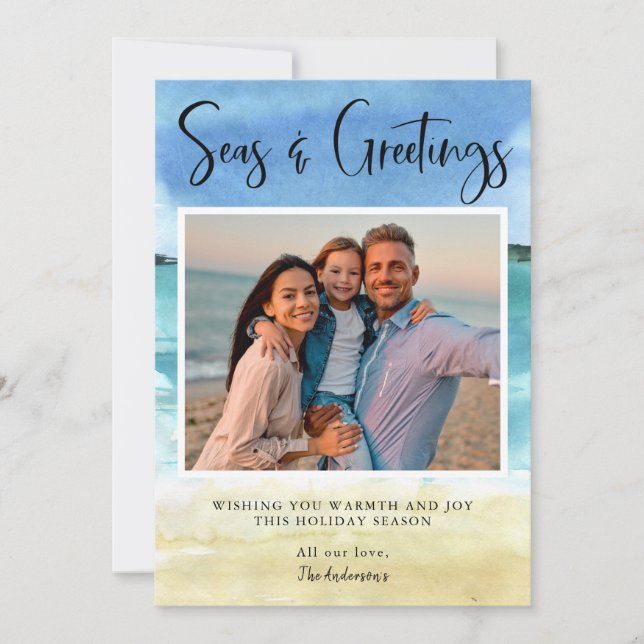 Tarjeta de Navidades de fotografía de la costa tro (Anverso)